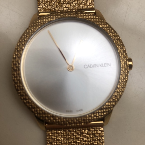 Calvin Klein Mesh Minimal Gold Watch - Picture 3 of 4